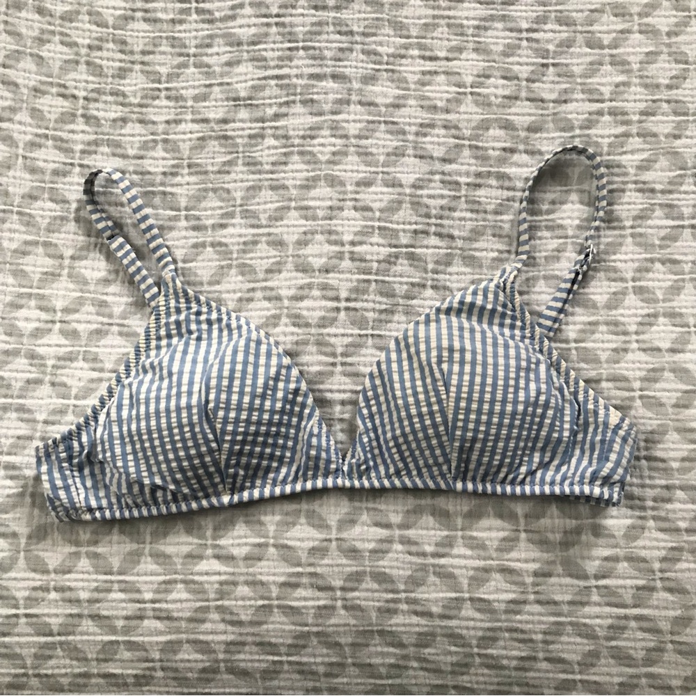 J. Crew French bikini top in seersucker stripe